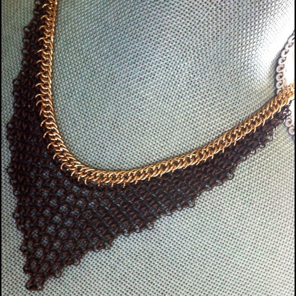 ❌SOLD❌gold and coffee draped statement necklace