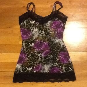 Black laced floral tank top.