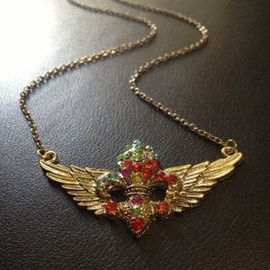 Jewelry - Winged Fleur de Lis Necklace Gold Multicolor Jewelry - Winged Fleur de Lis Necklace Gold Multicolor