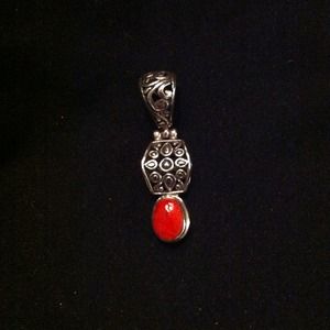 Silver w/ red stone pendant