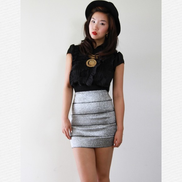 Silver bandeau mini skirt
