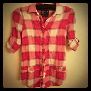 ****SOLD****Plaid button down top