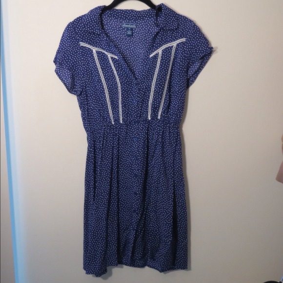 SOLD - Retro navy polka dot dress