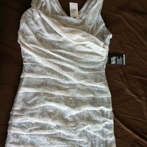 NWT cream color sequin party dress from express