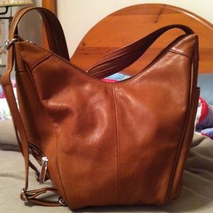 Brown leather, converts to backpack