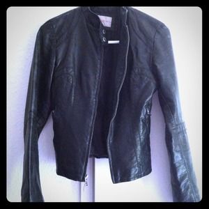 Faux leather moto jacket
