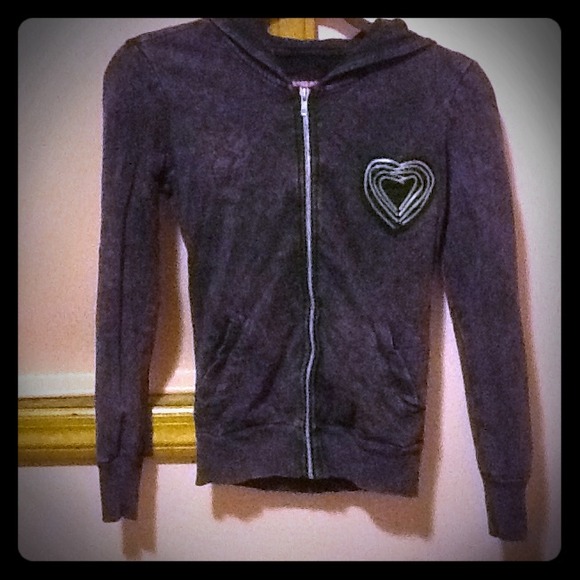 Purple and black hooded jacket.