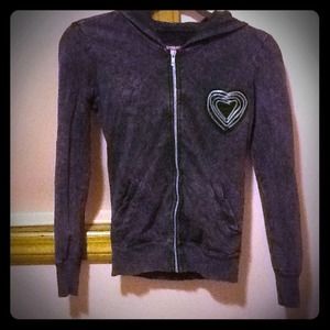 Purple and black hooded jacket.