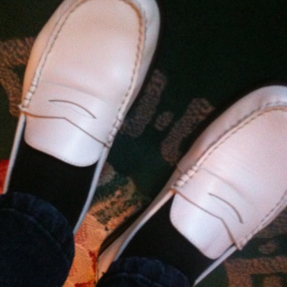 Shoes - White leather loafers