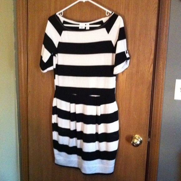 Black and white striped dress