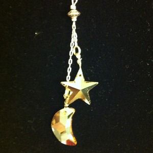 Handcrafted moon and stars dangle necklace