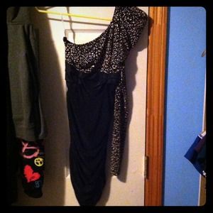 Gold & Black One Sleeve Dress