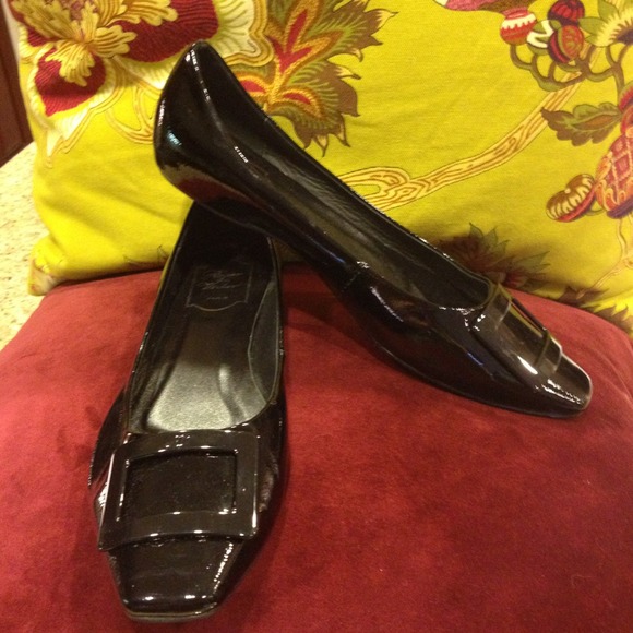 Roger Vivier Black Patent Flats