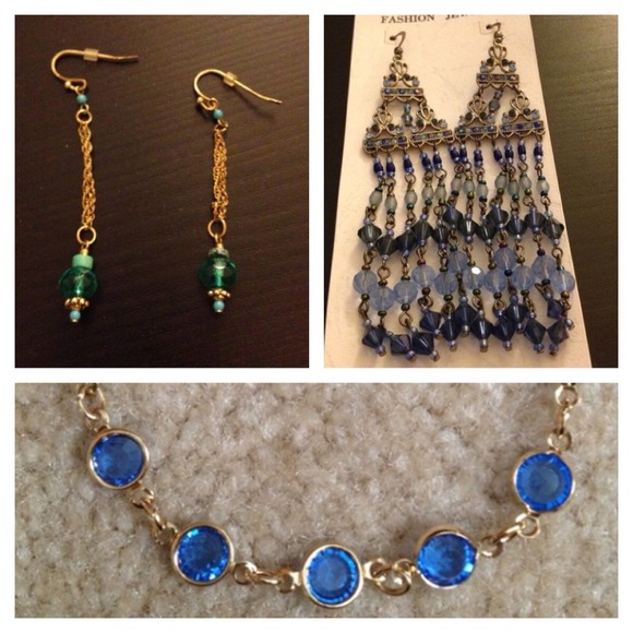 Green beaded dangle earrings