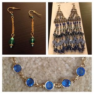 Green beaded dangle earrings