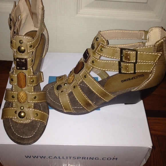 Beige wedges