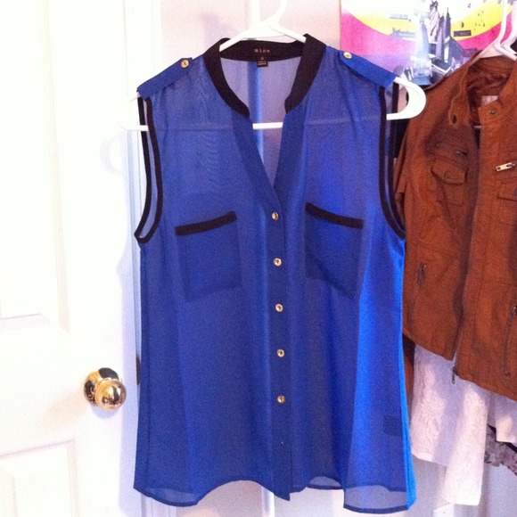 Blue Chiffon Tank