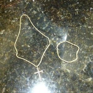 Matching 14 kt chain w/ cross and bracelet