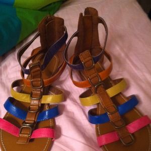 Multi color gladiator sandels