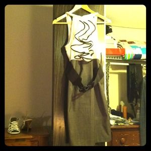 Cream and brown halter dress