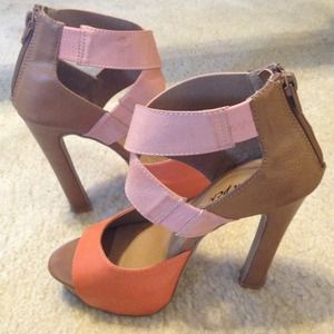 Strappy Color Block Heels