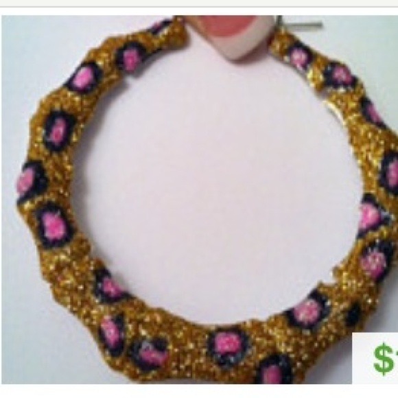 Cheetah Bamboo hand painted Earrings