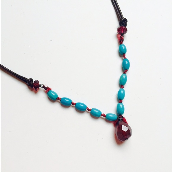 Jewelry - Turquoise and leather necklace