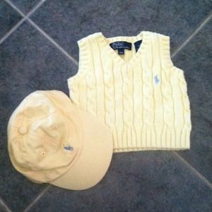 9 month Polo Ralph Loren sweater vest and hat