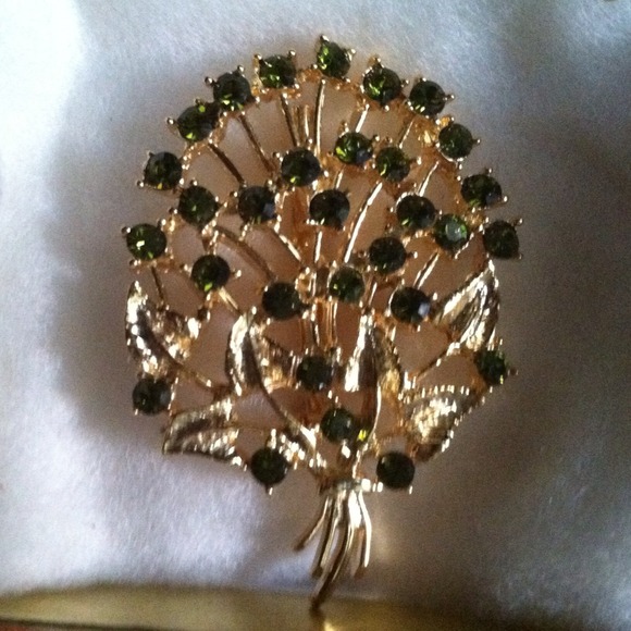 Beautiful Gold Broach/Necklace Stones Chg w/ light