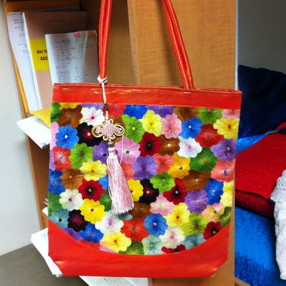 Asian multi flower tote