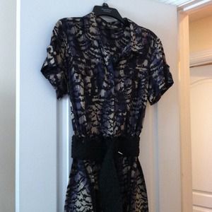 Dress with wide braided belt