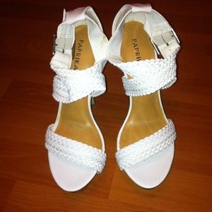 6.5 white paprika strapy heels