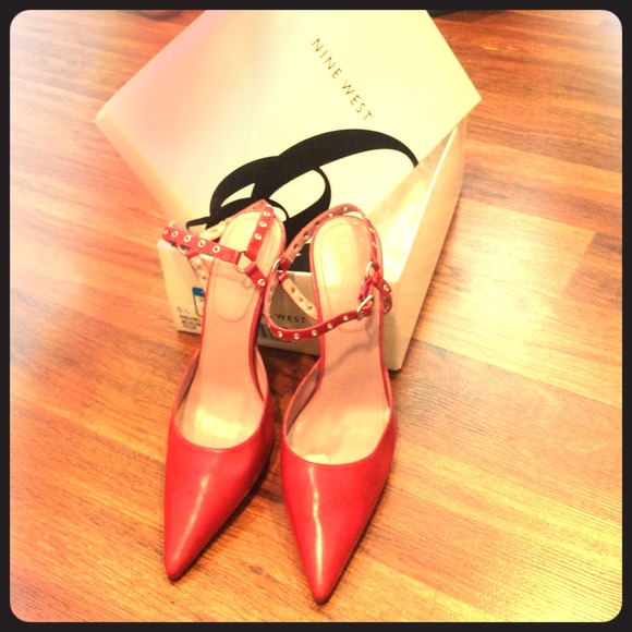 Nine West red strappy heels. Size 6.5