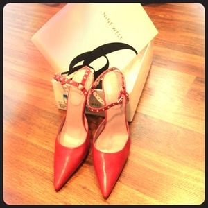 Nine West red strappy heels. Size 6.5