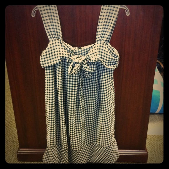 Gray and black checkered dress