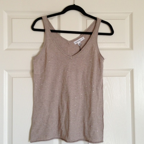 Calvin Klein v-neck tank with tiny metal studs.