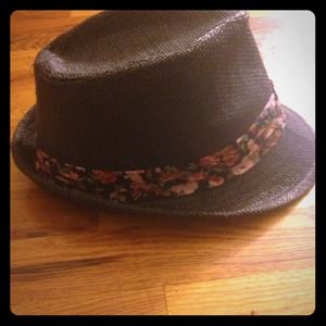 Charcoal fedora with floral design