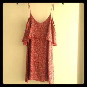 Red floral mini dress