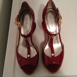 Red Patent Wedge Heels