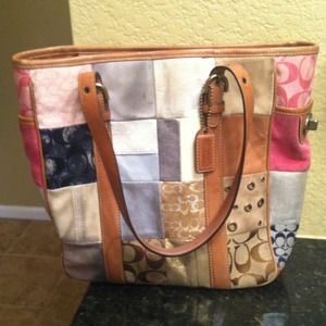 AUTHENTIC Coach suede patchwork purse, pre-loved.