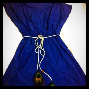 Royal blue dress with a peacock rope tie