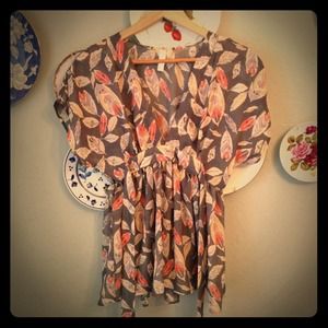 xhiliration feather-patterned flowy tunic