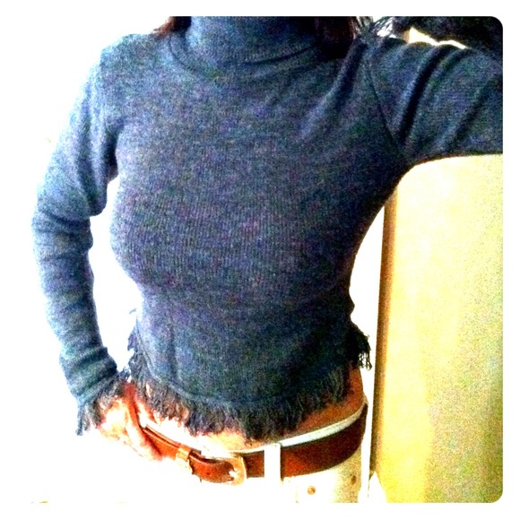 🎁SOLD🎁Grey Fringe Sweater with Turtleneck