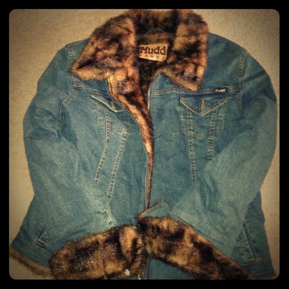 Denim fur jacket