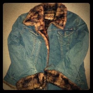 Denim fur jacket