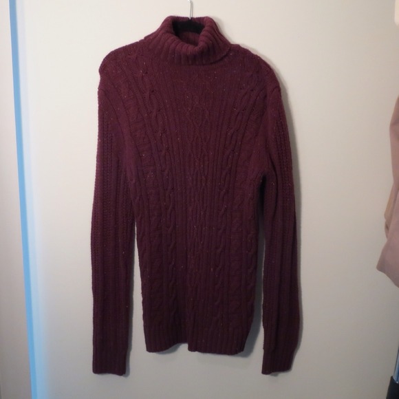 SOLD - Burgundy Cable Knit Sweater