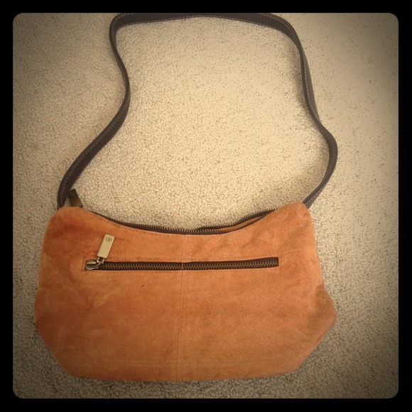 Tan and chocolate suede purse. - Picture 1 of 3