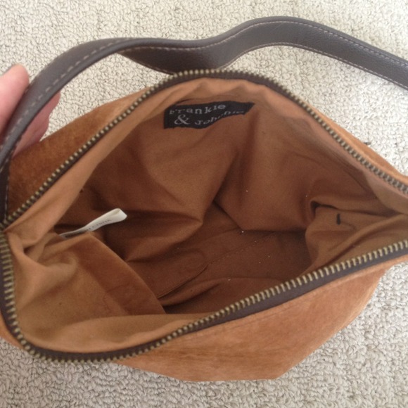 Tan and chocolate suede purse. - Picture 3 of 3