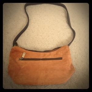 Tan and chocolate suede purse.