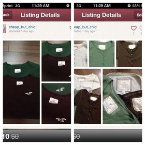 5 T-shirts. 2 Hollister. 3 American Eagle.